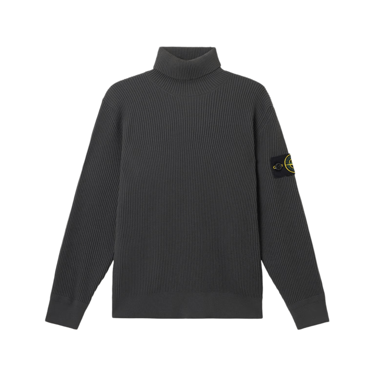 [Stone Island] Full Rib Wool Knit Turtleneck in Lead Grey