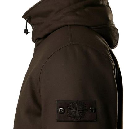 [Stone Island] Ghost Flannel Hooded Jacket in Dark Brown
