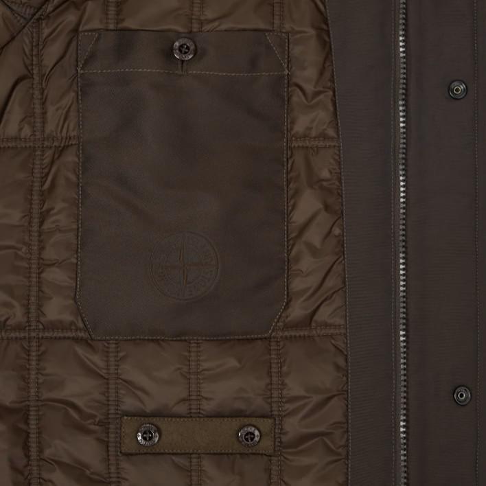 [Stone Island] Ghost Flannel Hooded Jacket in Dark Brown