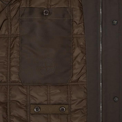 [Stone Island] Ghost Flannel Hooded Jacket in Dark Brown