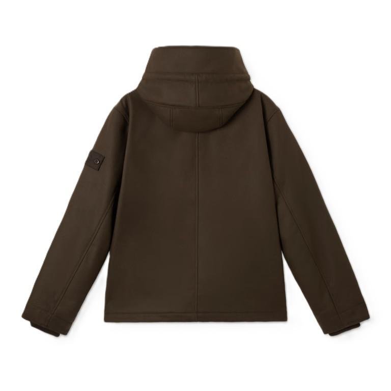 [Stone Island] Ghost Flannel Hooded Jacket in Dark Brown