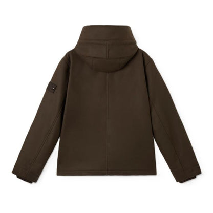 [Stone Island] Ghost Flannel Hooded Jacket in Dark Brown