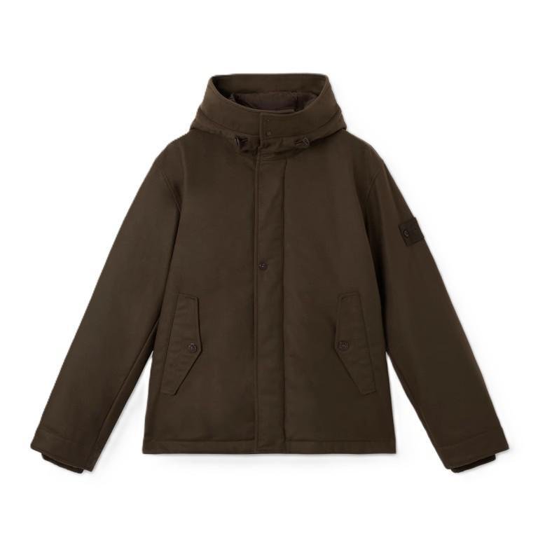 [Stone Island] Ghost Flannel Hooded Jacket in Dark Brown