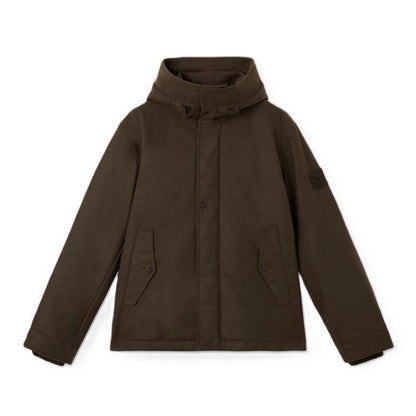 [Stone Island] Ghost Flannel Hooded Jacket in Dark Brown