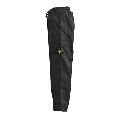 [Stone Island] Loose Fit Cotton Cargo Trousers in Black