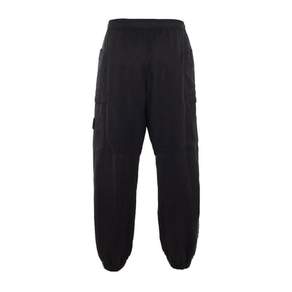 [Stone Island] Loose Fit Cotton Cargo Trousers in Black