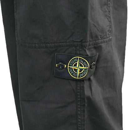 [Stone Island] Loose Fit Cotton Cargo Trousers in Black