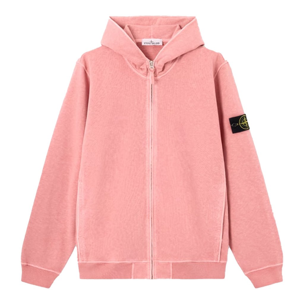 [Stone Island] Malfile Fleece "Old" Effect Zip-Up Hooded Sweatshirt