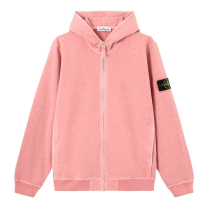 [Stone Island] Malfile Fleece "Old" Effect Zip-Up Hooded Sweatshirt