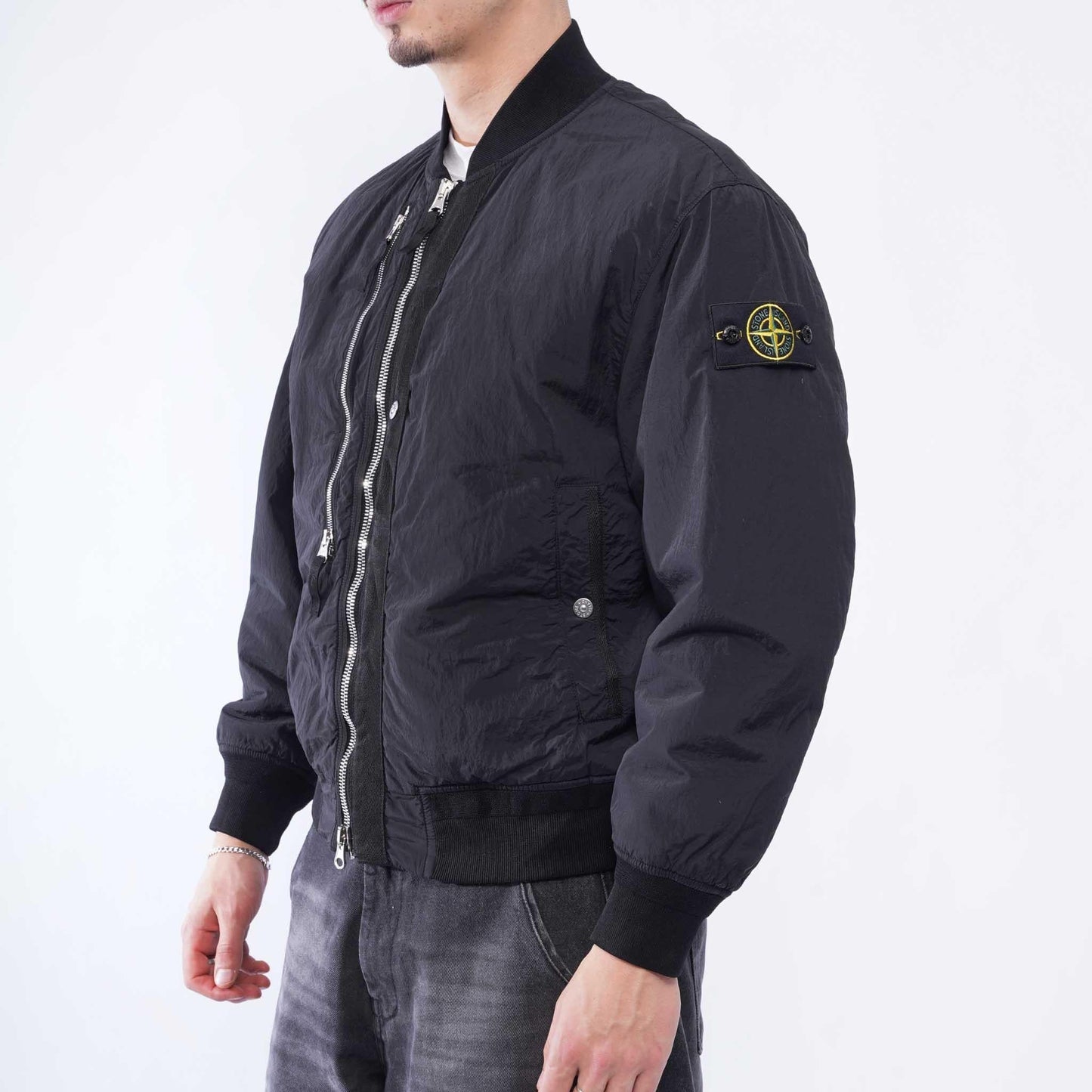 [Stone Island] Nylon Metal Bomber Jacket in Black