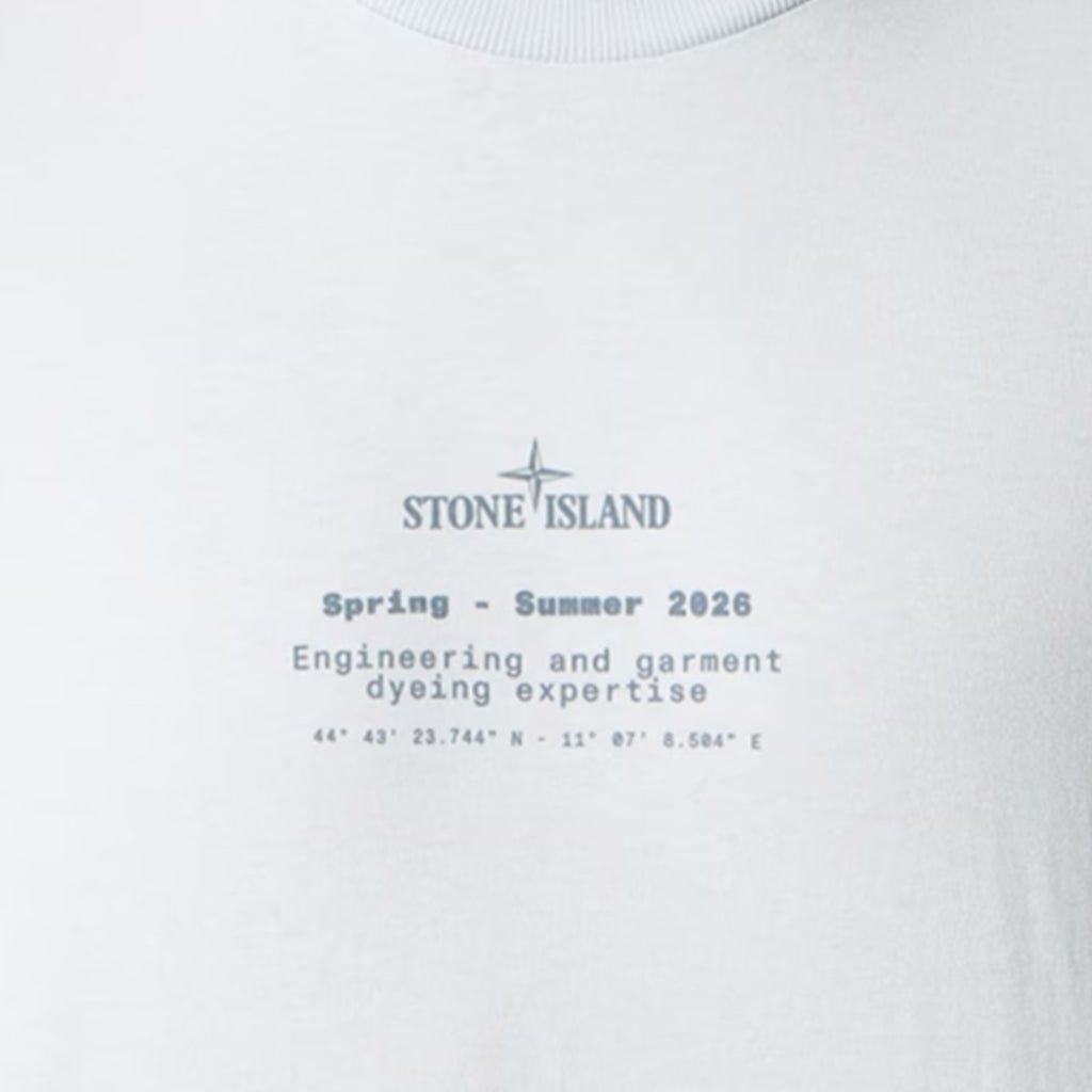 [Stone Island] Organic Cotton Jersey 'Stone' Print Garment Dyed T-Shirt