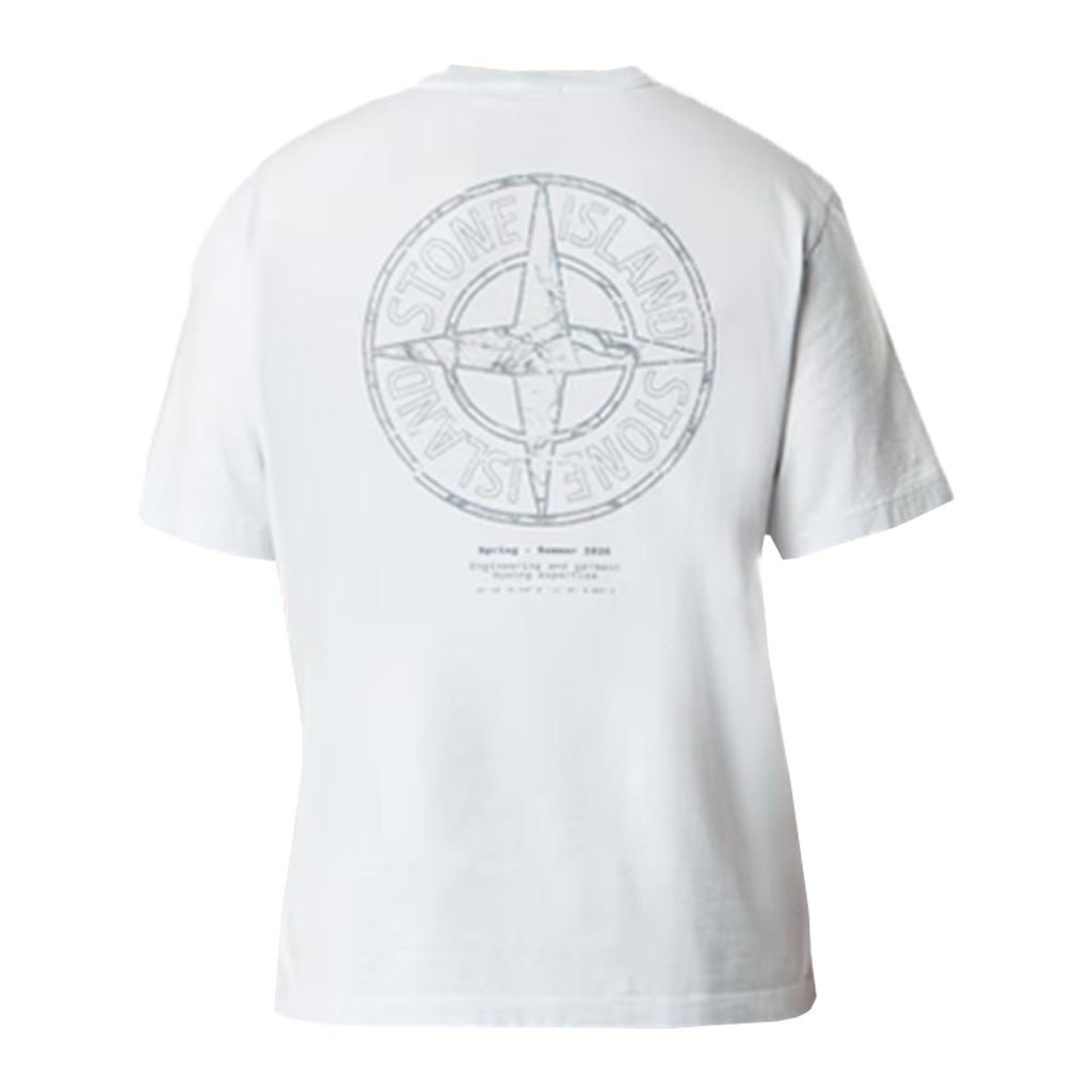 [Stone Island] Organic Cotton Jersey 'Stone' Print Garment Dyed T-Shirt