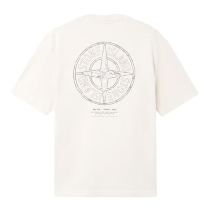 [Stone Island] Organic Cotton Jersey 'Stone' Print Garment Dyed T-Shirt