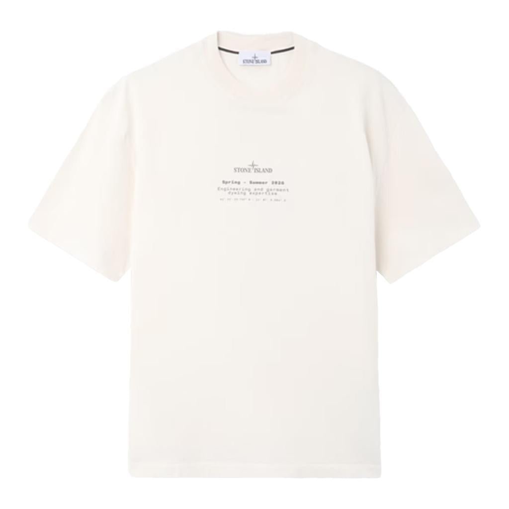 [Stone Island] Organic Cotton Jersey 'Stone' Print Garment Dyed T-Shirt