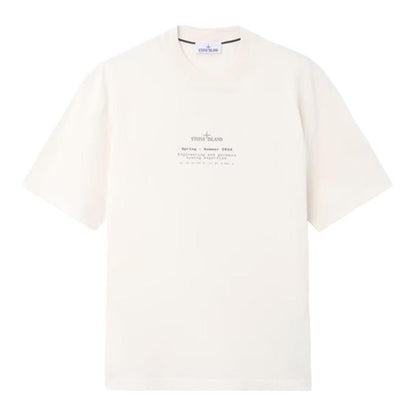 [Stone Island] Organic Cotton Jersey 'Stone' Print Garment Dyed T-Shirt