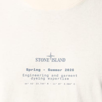 [Stone Island] Organic Cotton Jersey 'Stone' Print Garment Dyed T-Shirt