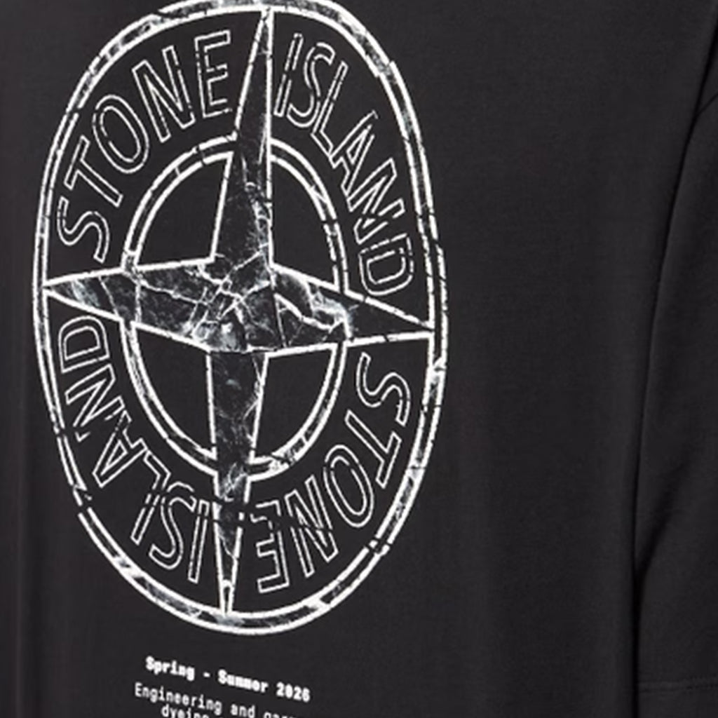 [Stone Island] Organic Cotton Jersey 'Stone' Print Garment Dyed T-Shirt