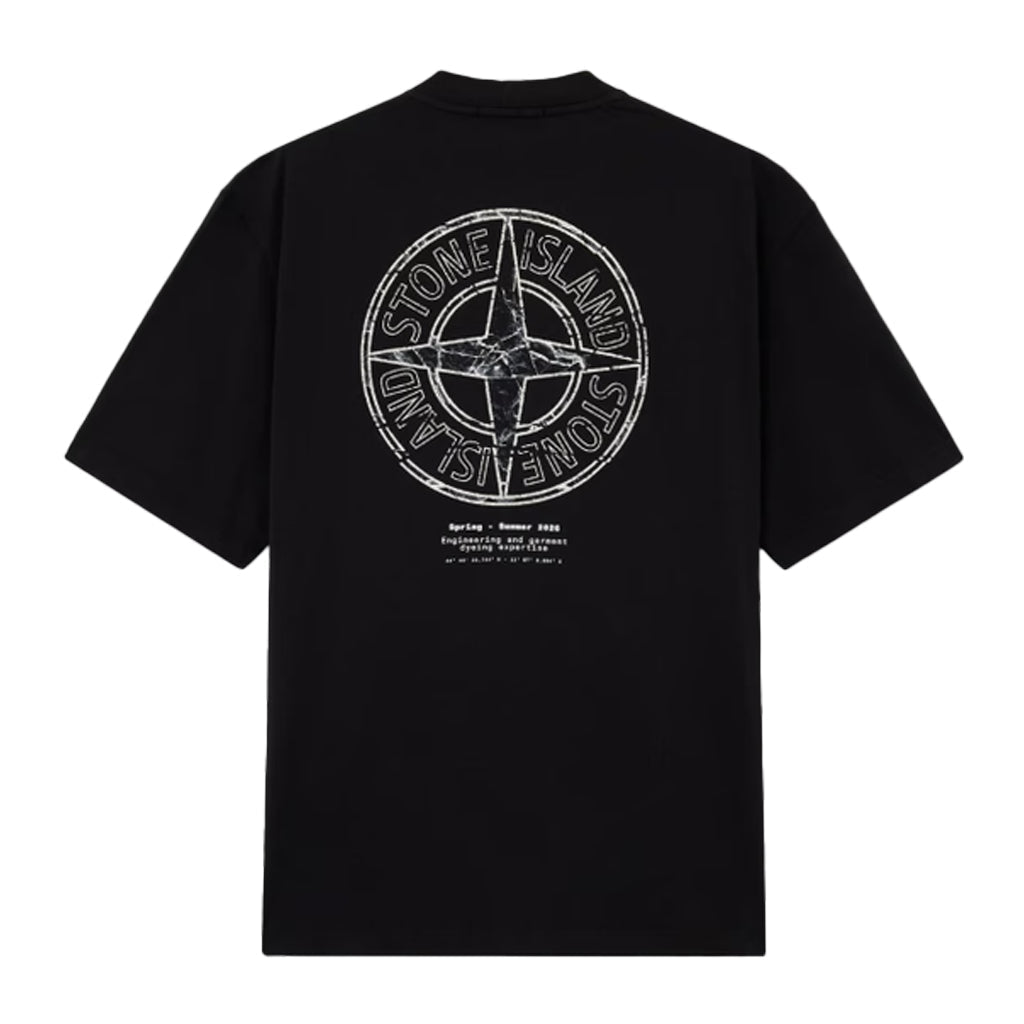 [Stone Island] Organic Cotton Jersey 'Stone' Print Garment Dyed T-Shirt