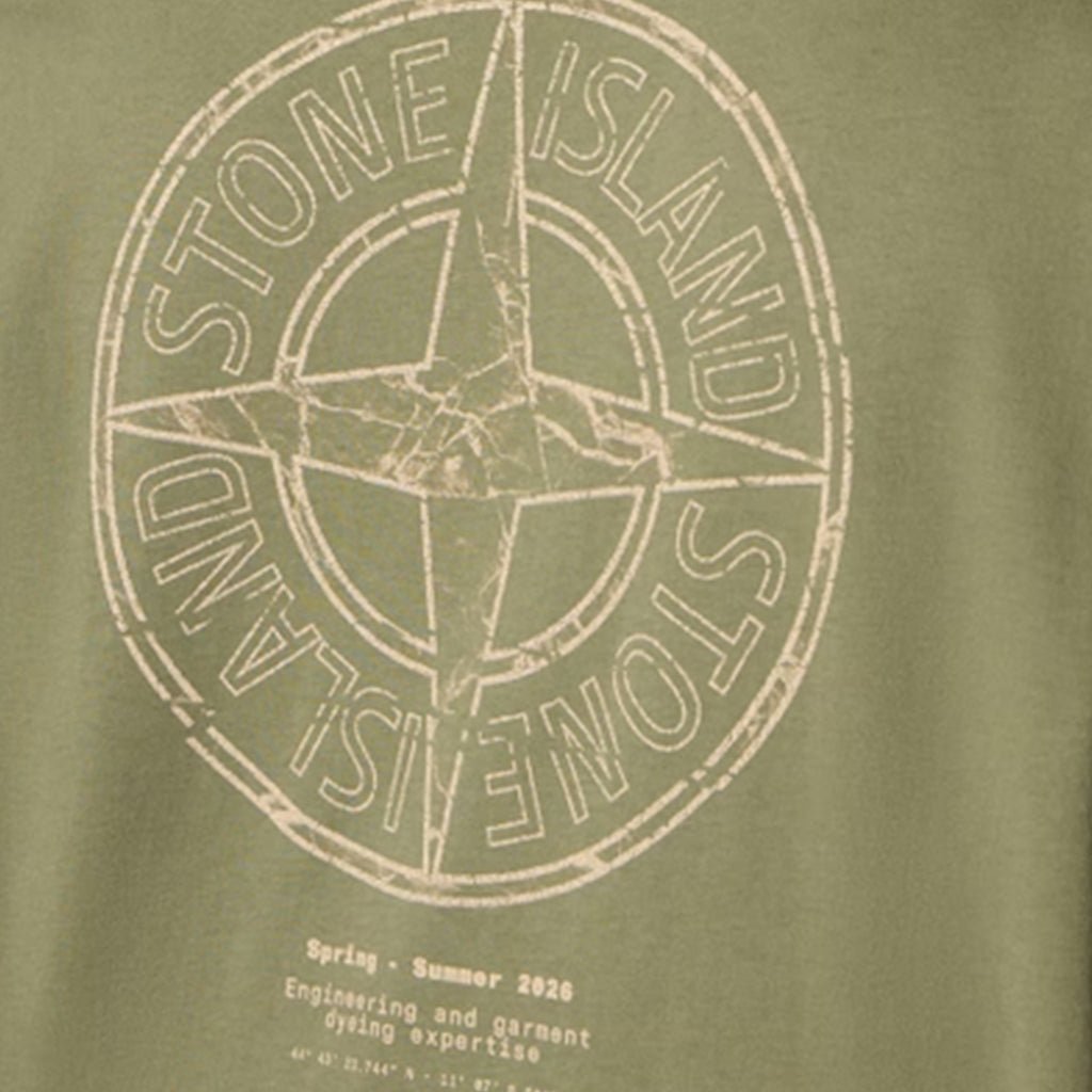[Stone Island] Organic Cotton Jersey 'Stone' Print Garment Dyed T-Shirt