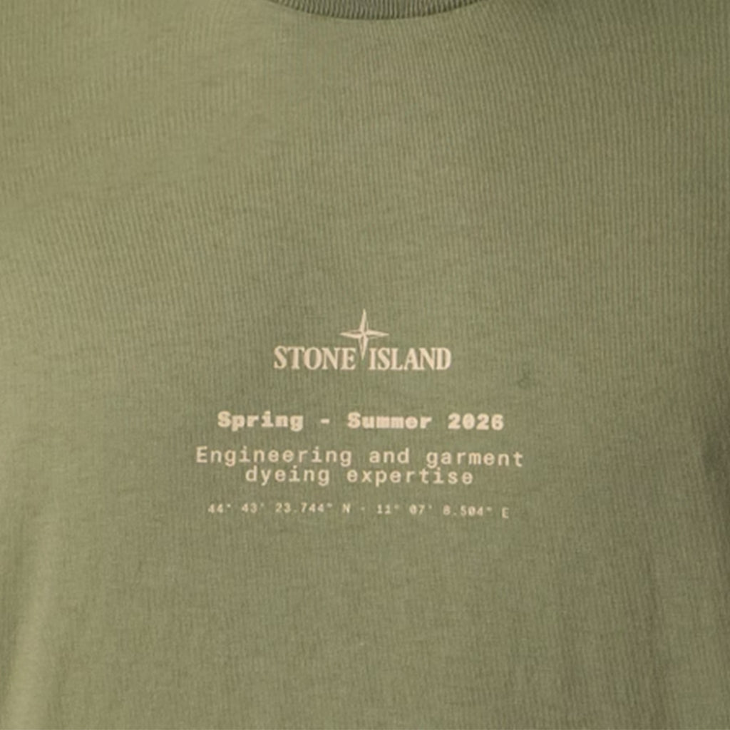 [Stone Island] Organic Cotton Jersey 'Stone' Print Garment Dyed T-Shirt