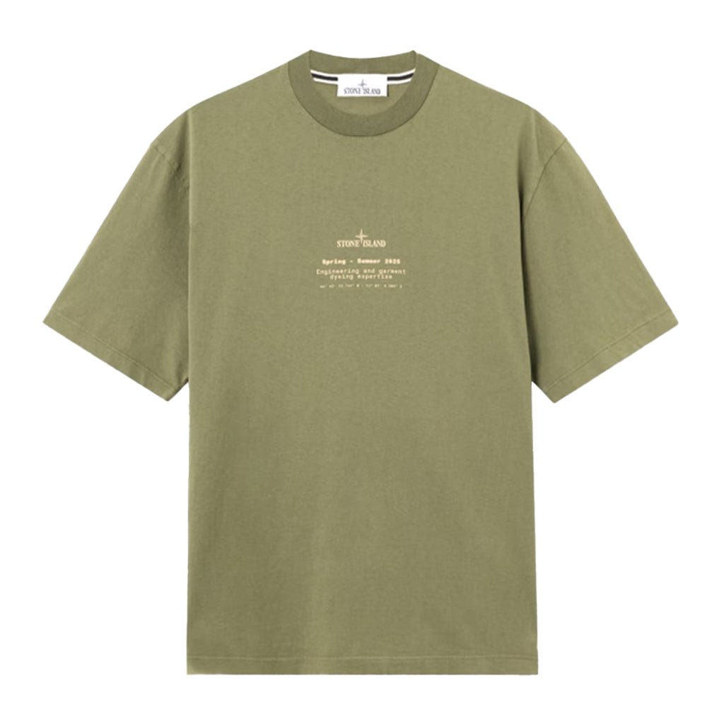 [Stone Island] Organic Cotton Jersey 'Stone' Print Garment Dyed T-Shirt