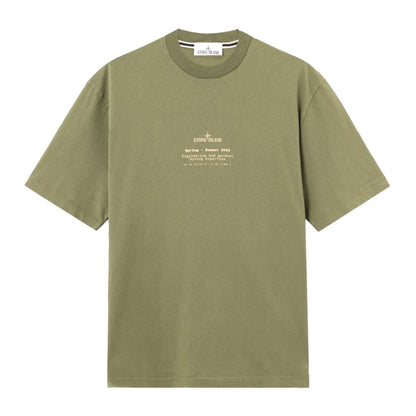 [Stone Island] Organic Cotton Jersey 'Stone' Print Garment Dyed T-Shirt