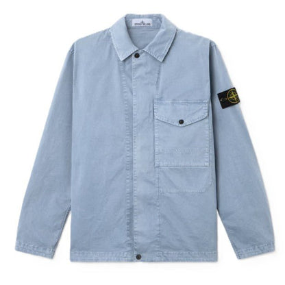 [Stone Island] Organic Cotton Stretch Broken Twill 'Old' Effect Overshirt