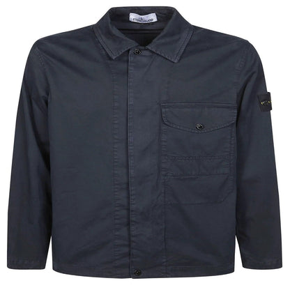 [Stone Island] Organic Cotton Stretch Broken Twill 'Old' Effect Overshirt