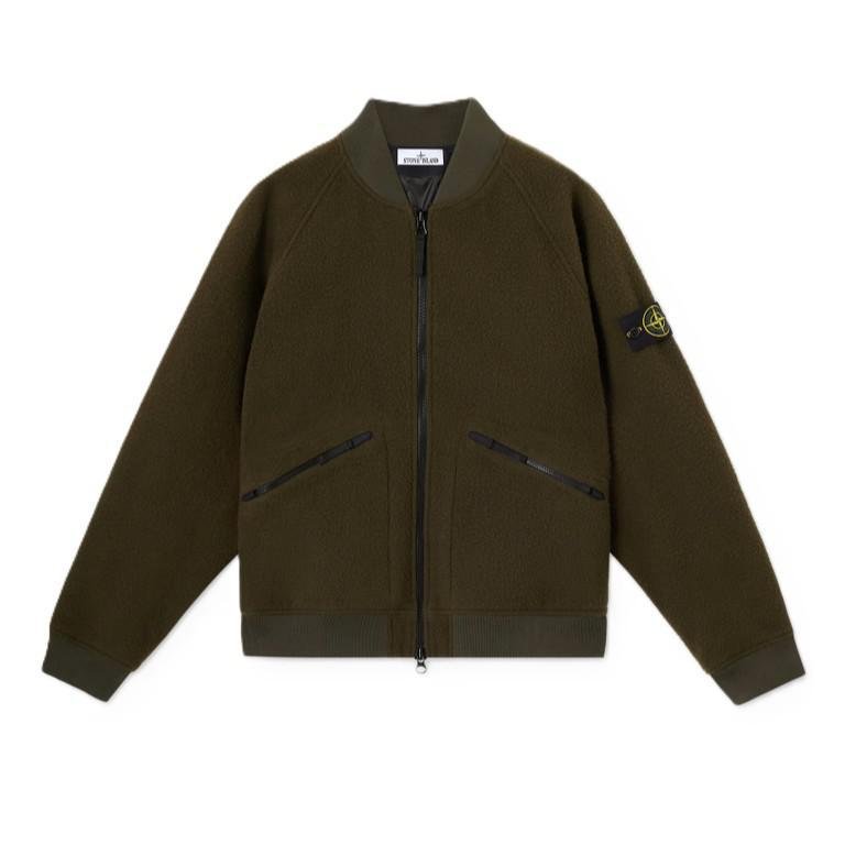 [Stone Island] Panno Ratinato Bomber Jacket in Military Green