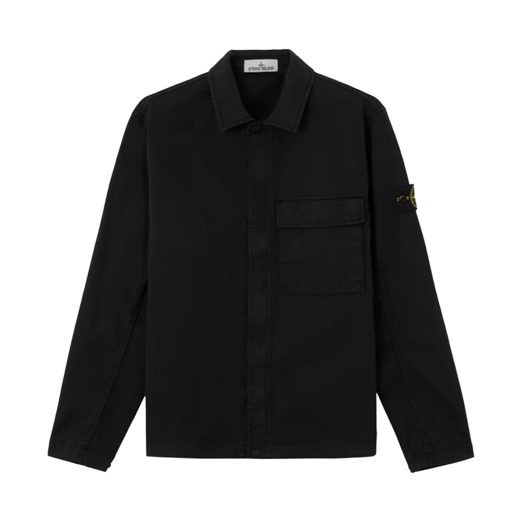 [Stone Island] Stretch Organic Cotton Twill Garment Dyed Shirt