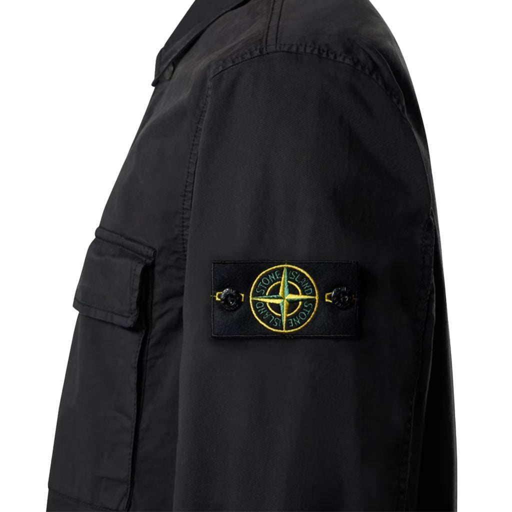 [Stone Island] Stretch Organic Cotton Twill Garment Dyed Shirt