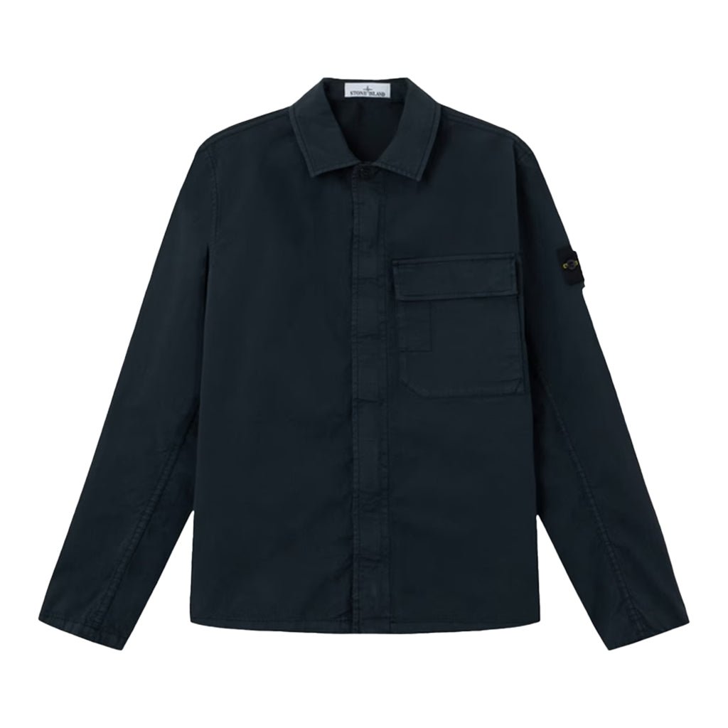 [Stone Island] Stretch Organic Cotton Twill Garment Dyed Shirt