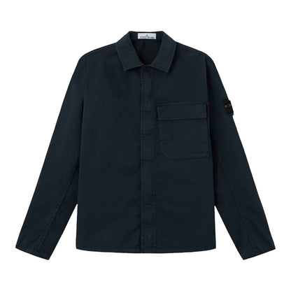 [Stone Island] Stretch Organic Cotton Twill Garment Dyed Shirt