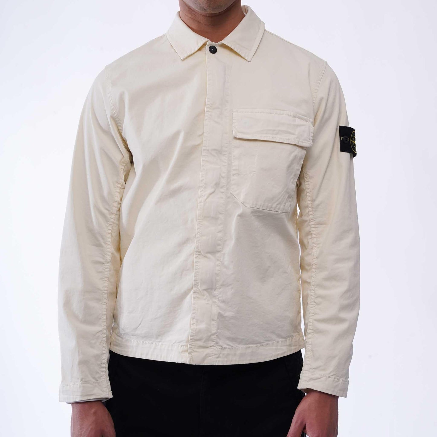 [Stone Island] Stretch Organic Cotton Twill Garment Dyed Shirt