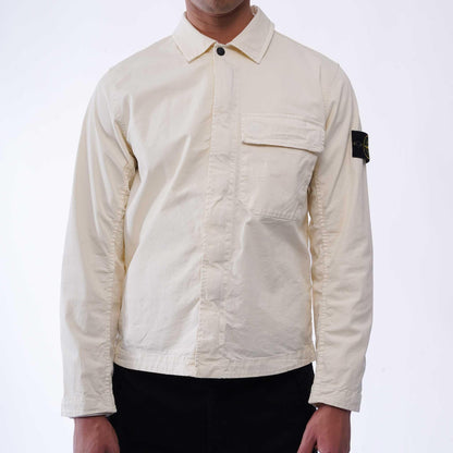 [Stone Island] Stretch Organic Cotton Twill Garment Dyed Shirt