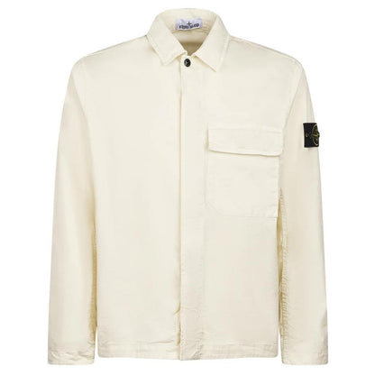 [Stone Island] Stretch Organic Cotton Twill Garment Dyed Shirt