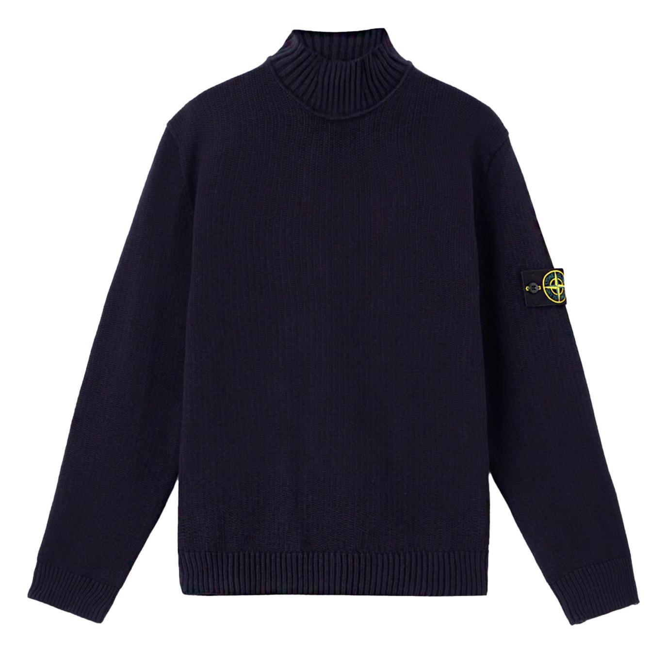 [Stone Island] Turtleneck Knit with Ribbed Trims in Navy
