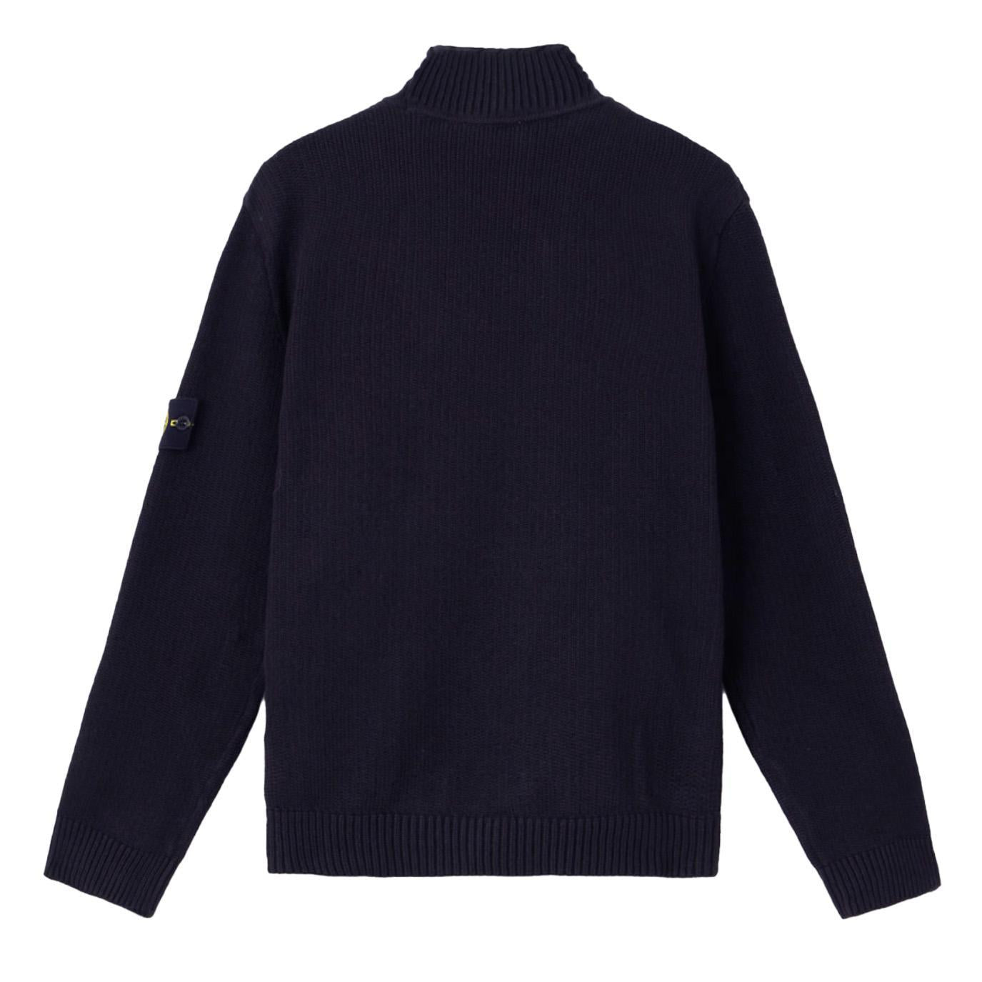 [Stone Island] Turtleneck Knit with Ribbed Trims in Navy