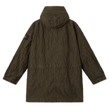 [Stone Island] Wrinkled Corduroy 500-TC Hooded Parka with Detachable Down Lining in Military Green