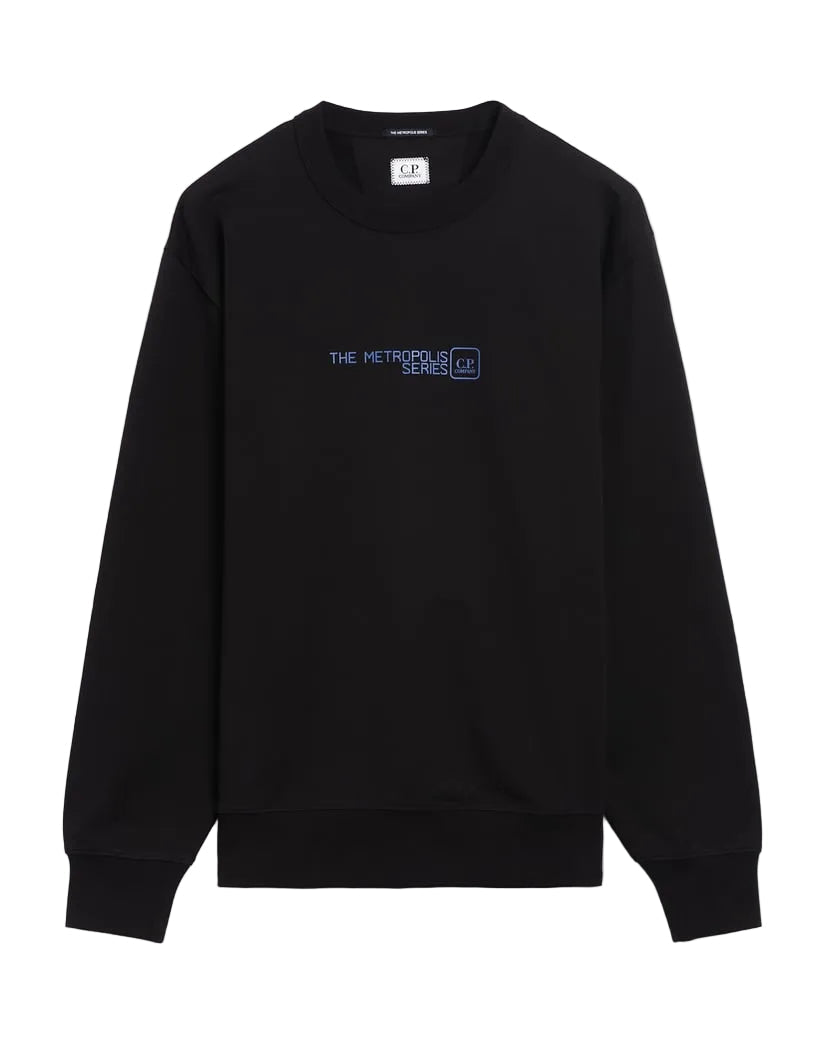 Cp Company Metropolis Front/Back Logo Sweatshirt In Black