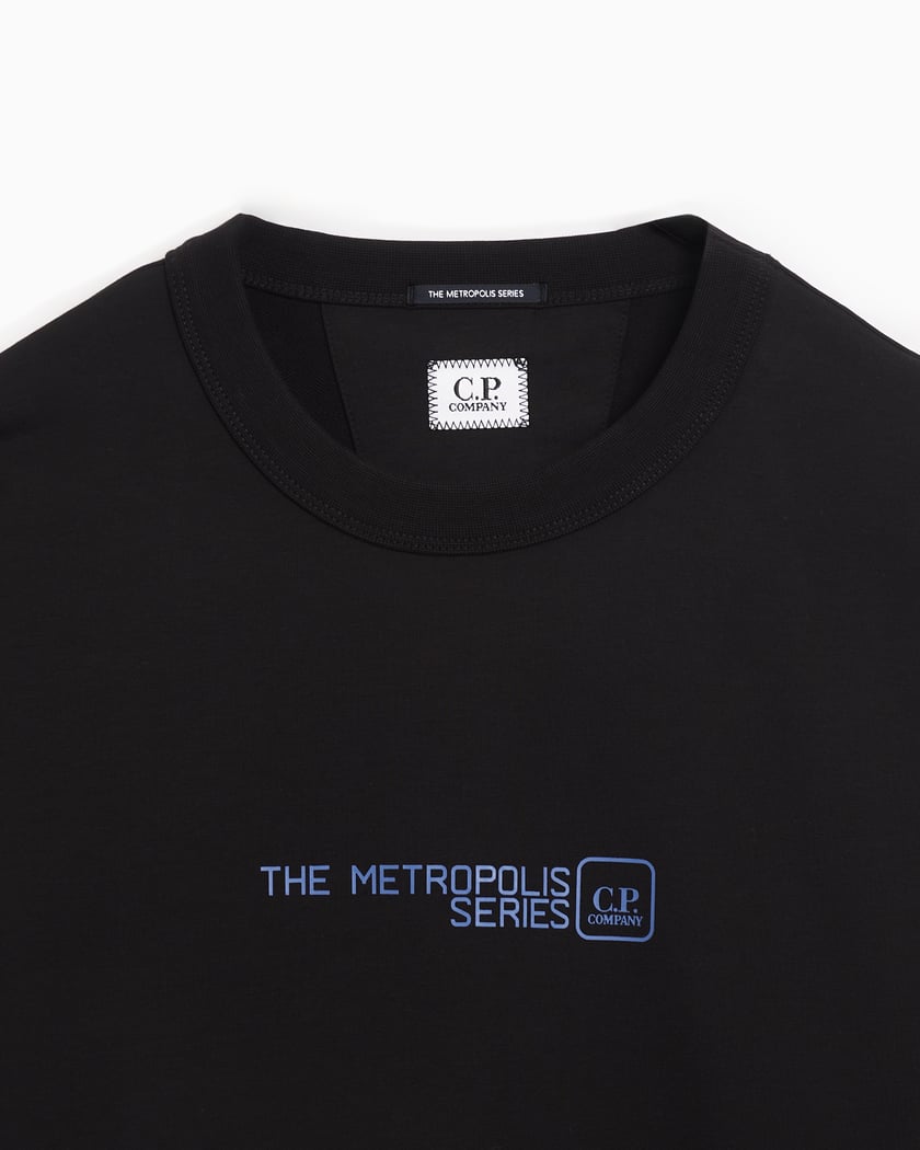 Cp Company Metropolis Front/Back Logo Sweatshirt In Black