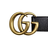Load image into Gallery viewer, Gucci Wide Belt Double G Dj20 T 1000 Calfskinleather Black Goldhardware